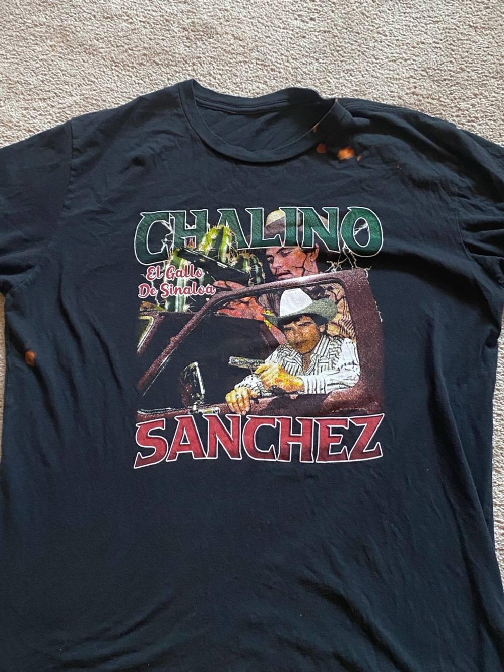 Black 'Sanchez' Graphic Crew Neck Tee